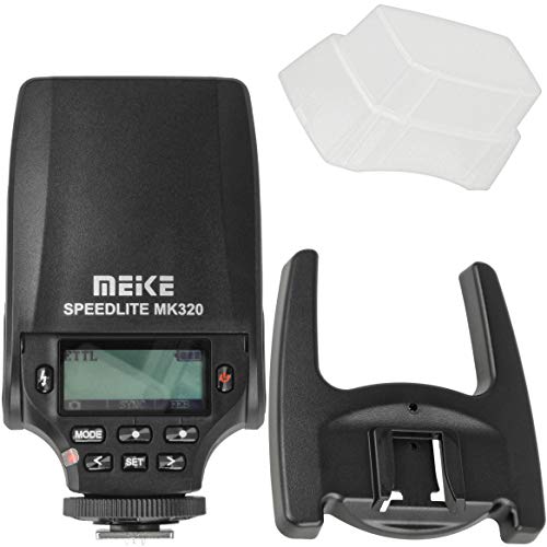 Meike Speedlite MK-320C TTL-Blitzgerät, Aufsteckblitz kompatibel mit Canon EOS DSLR Kameras inkl. Aufsteckdiffusor