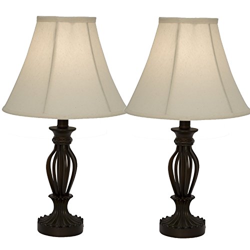 Light Accents Traditional Iron Scrollwork Table Lamps, Bronze (Table Lamp Set (2-Pack))