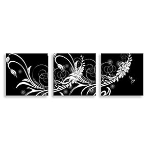 3 Panel Canvas Wall Art Black and White Painting Home Wall Decorations for Bedroom Living Room Paintings Canvas Prints Framed - 12"x12"x3 Panels