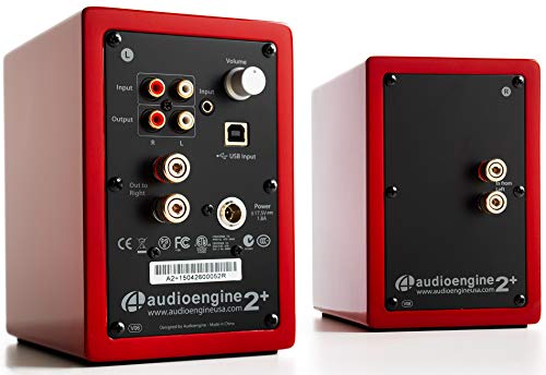 Audioengine A2 Plus 60W Powered Desktop Speakers, Built in 24Bit DAC and Analog Amplifier (Red)