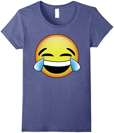 Womens HD Emoji Tears of Joy Face Shirt Laughing Lawl Emoticon Tee Medium Heather Blue
