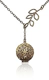 Unique Tree Branch Drop Bronze-Tone Brass-Tone Aromatherapy Necklace Essential Oil Diffuser Locket Pendant Jewelry Lariat Y-Style w/reusable felt pads!