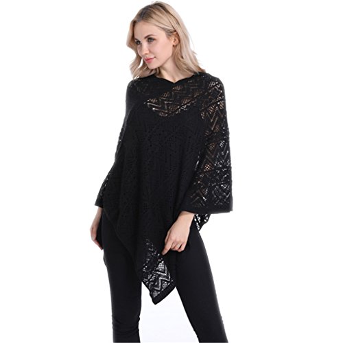 Leoparts Women Soft Knitted Pullover V Neck Batwing Poncho Cape Spring Sweater Cloak Shawl
