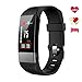 WiMiUS Fitness Tracker Color Screen, Smart Watch with Heart Rate Monitor, IP67 Waterproof Activity Tracker with Calorie Counter Pedometer Blood Pressure Sleep Monitor for Kids Men Women (Black)