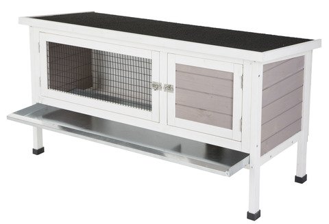 Kerbl Pet Nagerhaus Freddy, Kleintierstall, Nagerstall, grau, weiÃ, 116x45x62cm, Holz, Hasen, Kaninchen, Meerschweinchen, herausziehbare Wanne – Bild 5