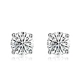 Tobert Women's Sterling Silver Round Cubic Zirconia Stud Earrings