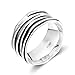 SOMEN TUNGSTEN Wide Band Sterling Silver Ripple Ring Satin Brushed Oxidized Darkened 10mm (8)