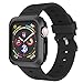 Compatible for Apple Watch Case 44mm Series 5 / Series 4 with Band, CTYBB Women Men Soft Silicone Bands with Shockproof Bumper Case for iWatch Series 5 / Series 4 Bands, Edition Black