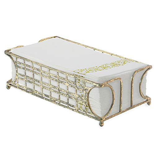 Urvoix Disposable Paper Napkins, Party Dinner Guest Paper Hand Towels | Gold Floral Trim (100-Pack)