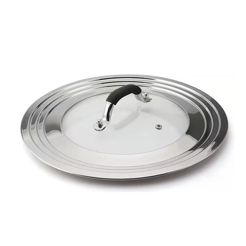 Universal Pans Pots Lid Cover Fit All 9.4 Inch to 12.6Inch Pots/Pans/Woks Stainless Steel and Glass Lid with Heat Resistant Knob