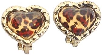 CHOP MALL® Retro Fashion Brown Leopard Love Heart Stud Earrings Bf09