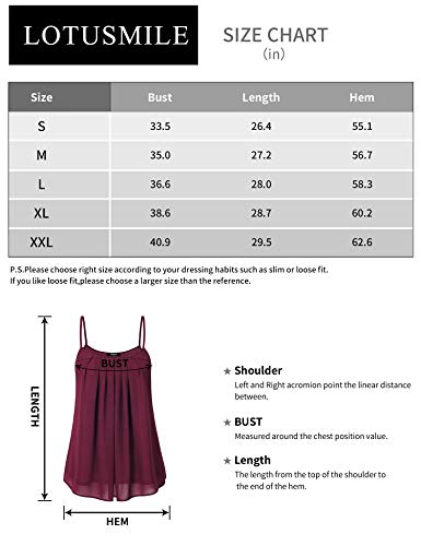 Lotusmile Spaghetti Strap Tank Top, Womens Summer Sleeveless Cool Casual A Line Pleated Chiffon Camisole, Black XL - Thumbnail 4