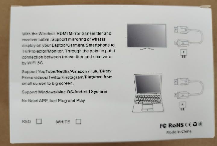 Wireless HDMI Transmitter and Receiver 4K Decode 1080P Output, HDMI Wireless Extender, Plug & Play, Support 2.4/5GHz for Streaming Video and Audio to Monitor from Laptop/Pc/Tv Box (Black)