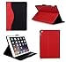 Bear Motion Case for Apple iPad Air 2 (iPad 6) - Luxury Top Layer Buffalo Hide Vintage Leather Case for Apple iPad Air 2 Support Smart Cover Function (iPad Air 2, Curve Black/Red)