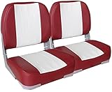 Leader Accessories A Pair of New Low Back Folding Boat Seats(2 seats) (White/Red)
