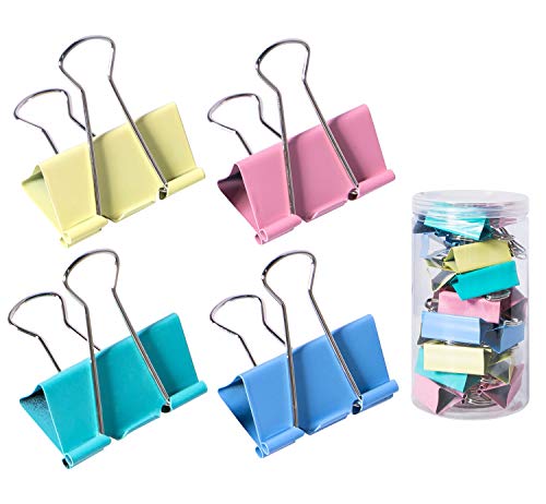 24 Pcs (2"/51mm) Large Binder Clips Paper Clamps, Paper Binder Clips Metal Fold Back Clips for Office, School and Home Supplies, Assorted Colors
