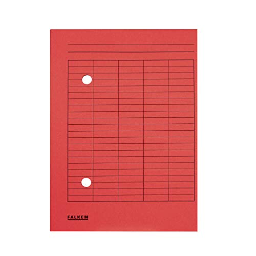 Exacompta - Ref 80004187001F - FALKEN - Circulation Files - A4 (210 x 297mm) in Size, 250gsm Recycled Manilla, Grid Printing, 2 Viewing Holes - Red (Pack of 100)