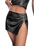 Verdusa Women's High Waist Split Thigh PU Leather