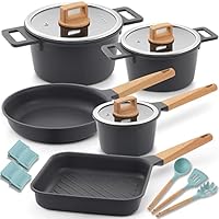 Cookware Set Nonstick 100% PFOA Free Induction Pots and Pans Set with Cooking Utensil 15 Piece – Grey Cookware Set Nonstick 100% PFOA Free Induction Pots and Pans Set with Cooking Utensil 15 Piece – Grey