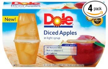 Dole diced apples in 100% Juice-4 ct (038900020705)