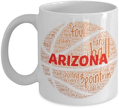 ARIZONA WILDCATS Basketball mug – coffee tea cup for college sports fan – ceramic team gift -- NCAA college basketball -- 11 ounce or 15 ounce white