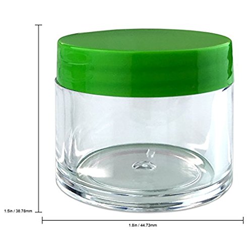 (Quantity: 30 Pieces) Beauticom 30G/30ML (1 Oz) Round Clear Jars with GREEN Flat Top Lids for Beads, Gems, Glitter, Charms, Small Arts and Crafts - BPA Free