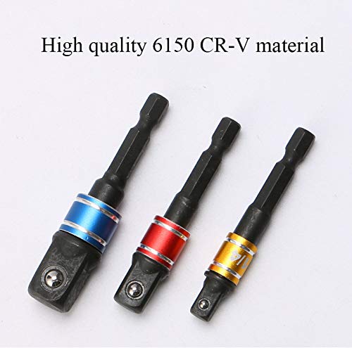 Senrob 3 Pcs Impact Grade Socket Drill Adapter Set Power Hand Tools Nut Driver 1/4" 3/8" 1/2" - Thumbnail 4