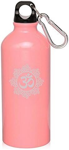Light Pink Hindu Om Floral Hindu Om 20Oz Aluminum Sports Water Bottle Canteen Clip Yoga Hindu Om Floral
