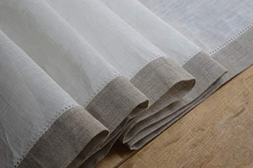 A1 Home Collections A1hc 100 天然純リネンテーブルランナー 手作りリネンボーダー 16x96 ホワイト