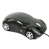 HDE Sports car Wired 3D Optical Mouse With Chrome Wheels for Computer PC Laptop (Black)