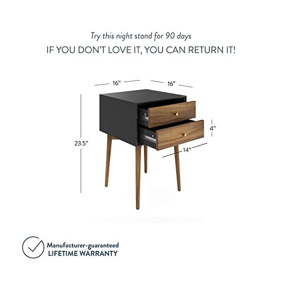 Nathan James Harper MidCentury Side, 2Drawer Nightstand, Accent or