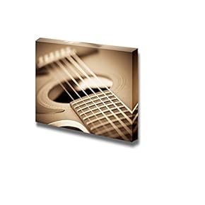 Canvas Prints Wall Art - Close Up of a Guitar Vintage/Retro Style | Modern Wall Decor/Home Decoration Stretched Gallery Canvas Wrap Giclee Print & Ready to Hang - 12" x 18"