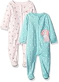 Carter's Girls' 2-Pack Cotton Sleep and Play, Pink Floral/Mint Dot, 6 Months