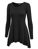 MBJ WT1178 Womens Long Sleeve Double Layer Tunic Top M BLACK