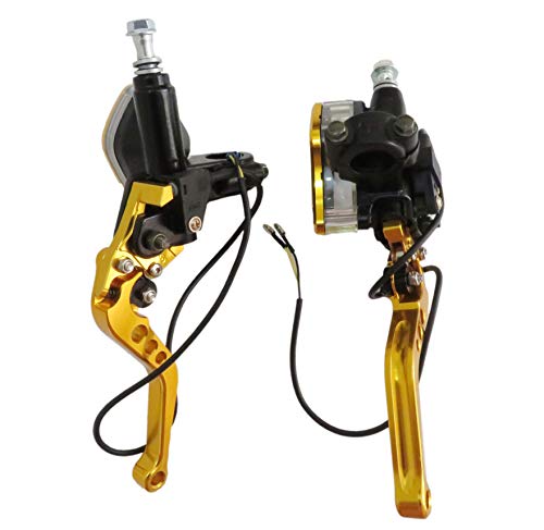 1 Pair 50-300CC Master Cylinder Reservoir Hydraulic Clutch Brake Levers Fits 7/8" Universal (Gold) - Thumbnail 2