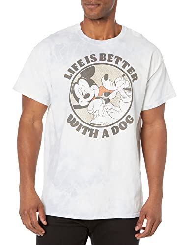 Disney Characters Dog Life Young Men's Short Sleeve Tee Shirt White/Blue