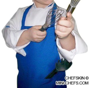 BABY-TODDLER BLUE SET APRON + WHITE HAT, CHEFSKIN FITS 3-12 MONTHS