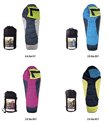 AceCamp Terrain Mummy Sleeping Bag, Warm & Cold Weather Winter Sleeping Bags, 0, 20 & 45 Degree Bags for Camping, Backpacking, Hunting, Hiking, with Compression Sack (Pink 20 Degree)