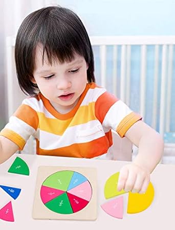SN Toy Zone High Quality Wooden Shapes and Wooden Fraction Blocks Puzzle Learning Set