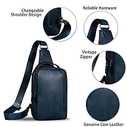 Genuine Leather Sling Bag for Men and Women Vintage