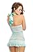 Dreamgirl Women's Playful Retro Stretch Mesh Garter Slip and Thong Set, Aqua, Medium
