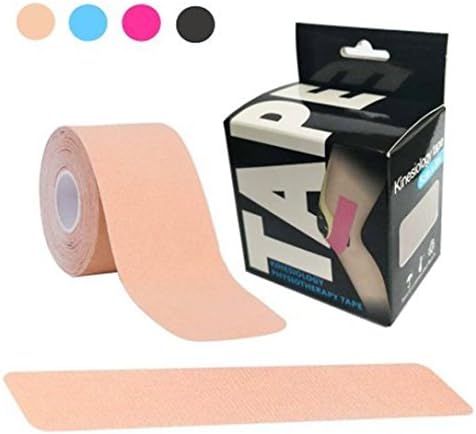 XHSM Kinesiology Sports Tape, Elastic Adhesive Latex Free Glue Waterproof Athletic Tape, Uncut Muscle Joints Support Therapeutic Kinesio Tape, Pain Reduce Performance Enhance, FDA and CE Approved