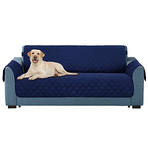 E-Living Store Reversible Loveseat/Couch Furniture Protector with 2 Inch Elastic Strap, Machine Washable, Perfect for Pet and Kids, Seat Width Up to 54" - Navy Blue