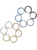 Mudder Non-pierced Ear Hoops Fake Earrings Nose Ring Ear Lip Clip Body Jewelry, 6 Colors, 12 Pieces