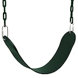 Tree Huggear Playground Swing Seat- Heavy Duty Flexible Green Belt Seat with Green Plastic Coated Metal Chain- Fun Safe Swinging for Adults and Kids