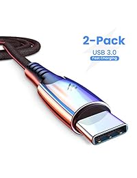 AINOPE - Cable USB C de carga rápida (USB 3.0) (2 unidades, USB-A 3.0 a USB-C, cable trenzado de aleación de zinc, compatible con Samsung Galaxy S9 S8 Note 9 8 LG V20 V30 G5 G6)