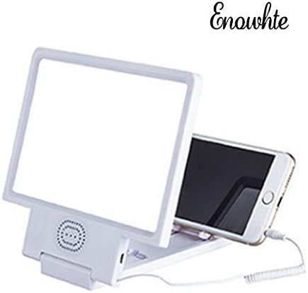 Enowhte 3D Folding Portable Mobile Phone Screen Magnifier Bracket Enlarge Stand Built in speaker for Iphone 5 5s 5c 4 Samsung Galaxy S6 S5 S4 Note4 HTC All Kind of Cell Phones (Speaker White)