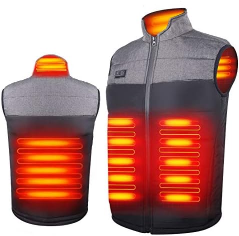 Electric Heated Vest, Heated Vest, Built-in Heater, USB Heated Vest, Hot Jacket, 3 Levels of Temperature Adjustments, 4 Heaters, 5 Sizes (M-3XL), Double Switch Front and Rear Independent Temperature Settings, Washable, Ultra Lightweight, Unisex, Thermal Outdoor Protection