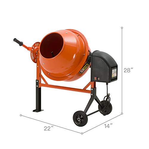 Electric Concrete Cement Mixer Portable Barrow Machine Mixing Mortar Stucco and Seeds (1/2 HP 2.5 Cu Ft 230W)