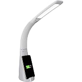 OttLite Purify LED Sanitizing Desk Lamp with Wireless Charging, White | ClearSun LEDs Reduce Eyestrain | Sanitizing Light | 2.1A USB Port | Integrated Phone Stand